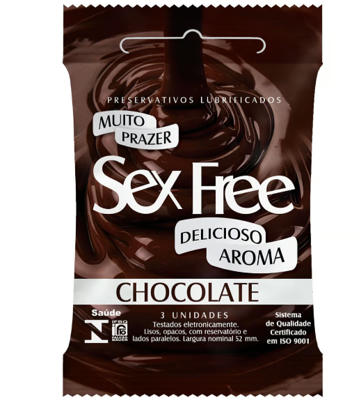 PRESERVATIVOS LUBRIFICADOS AROMÁTICOS COM 3 UNIDADES SEX FREE